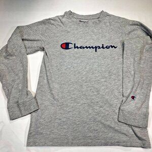 Champion Kids Long Sleeve Logo Shirt Gray